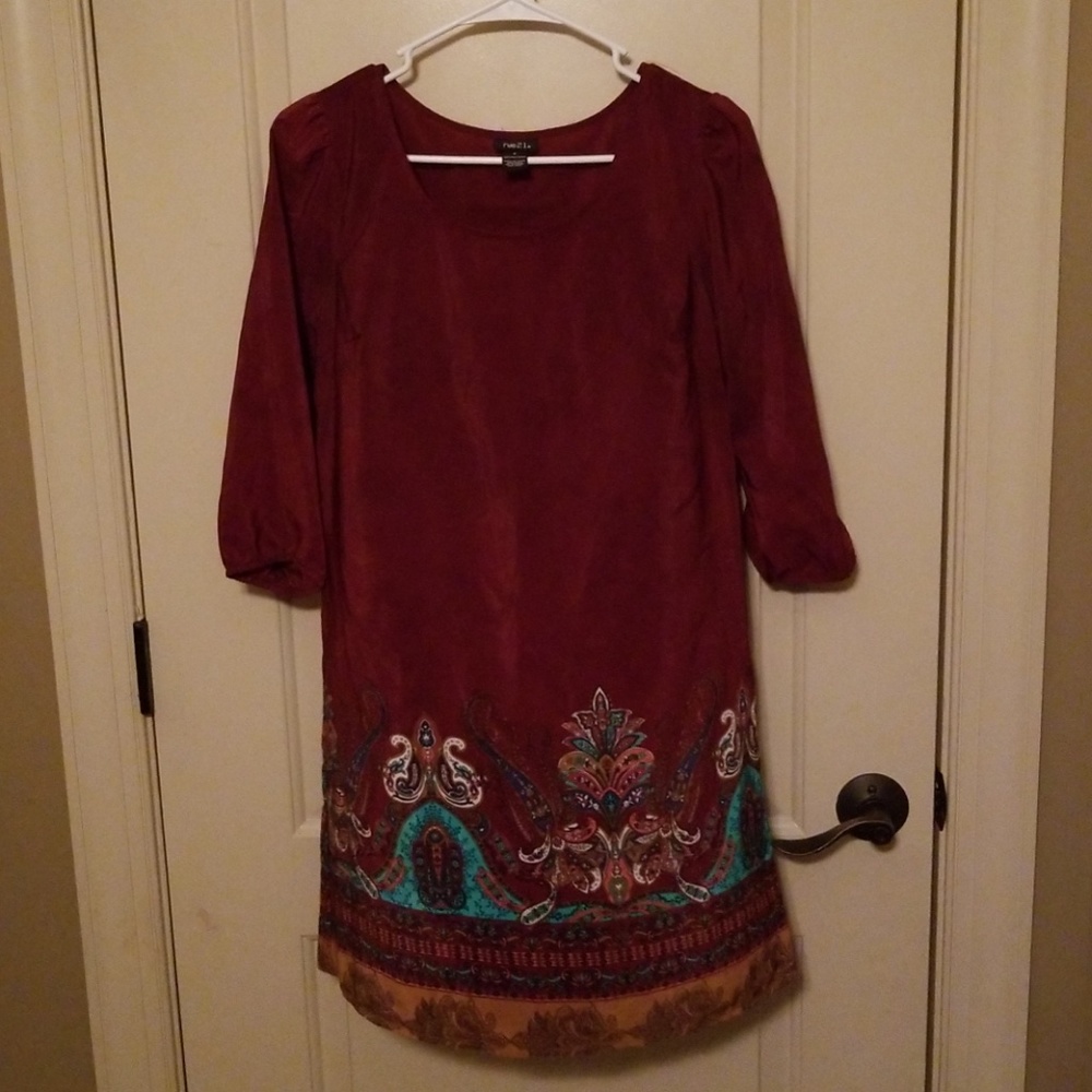 Rue 21 Paisley Dress Maroon Size Small